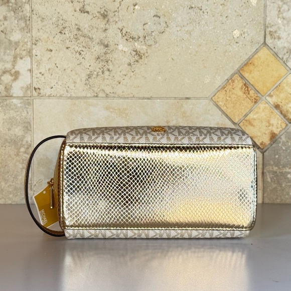 Michael Kors Jet Set Travel Cosmetic Case Travel Pouch MK Pale Gold Multi - Picture 5 of 13